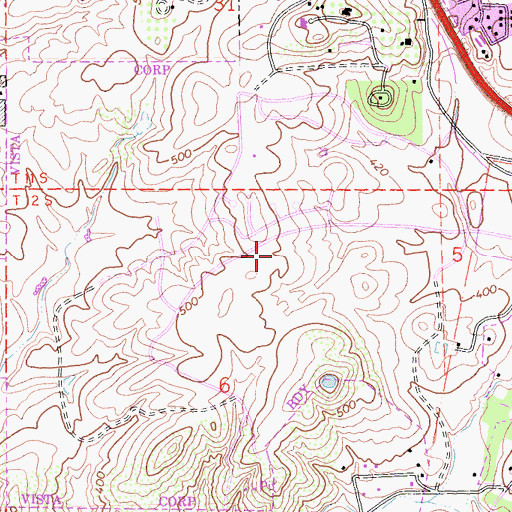Topographic Map of Shadow Ridge Golf Course, CA