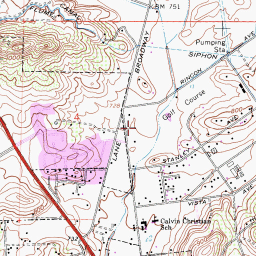 Topographic Map of Sundance Mobile Home Park, CA