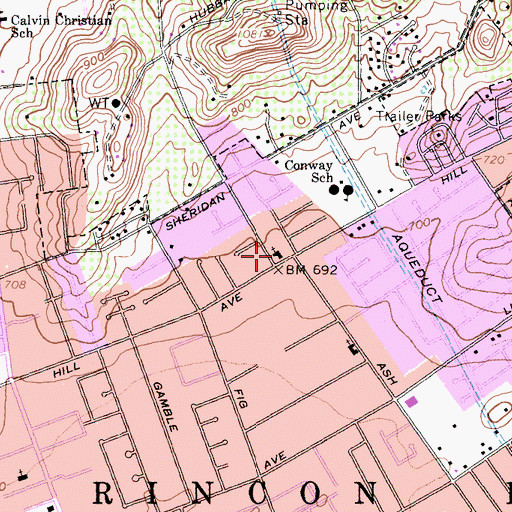 Topographic Map of Truth Tabernacle United Pentecostal Church, CA