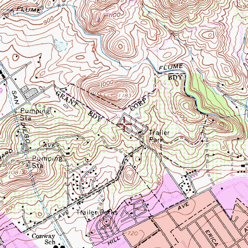Topographic Map of Vista Verde Estates Mobile Home Park, CA