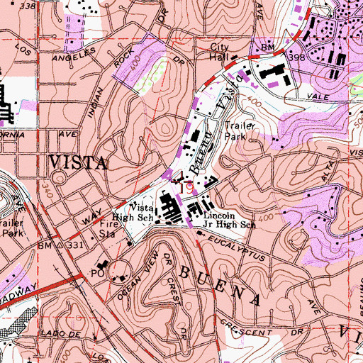 Topographic Map of Wildwood Park, CA