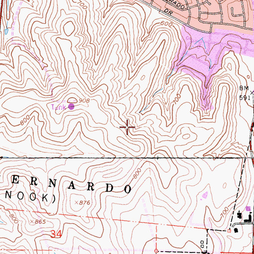 Topographic Map of Bernardo Heights Country Club, CA
