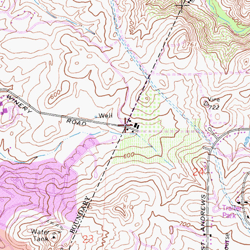 Topographic Map of Bernardo Winery, CA