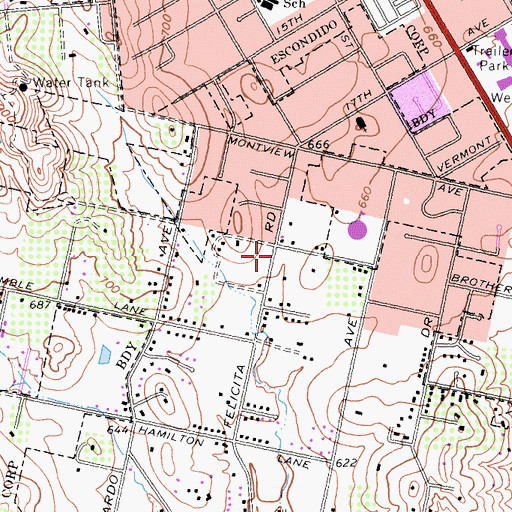 Topographic Map of Bethel Baptist Church, CA