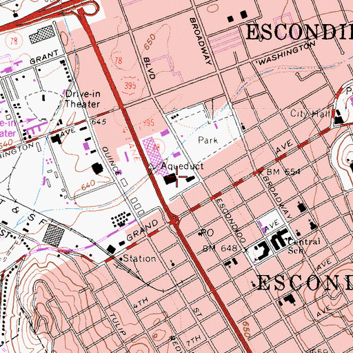 Topographic Map of California Center for the Arts Escondido, CA