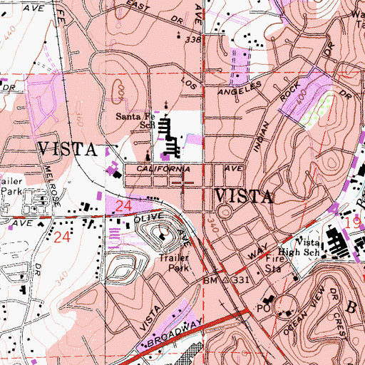 Topographic Map of Camino Real Bilingual Church, CA