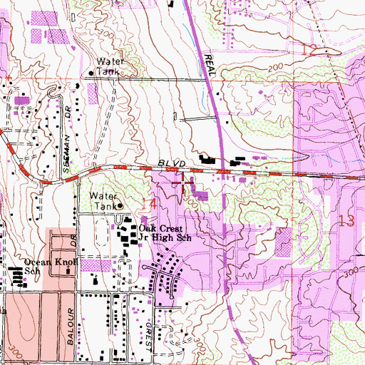 Topographic Map of Camino Real Shopping Center, CA
