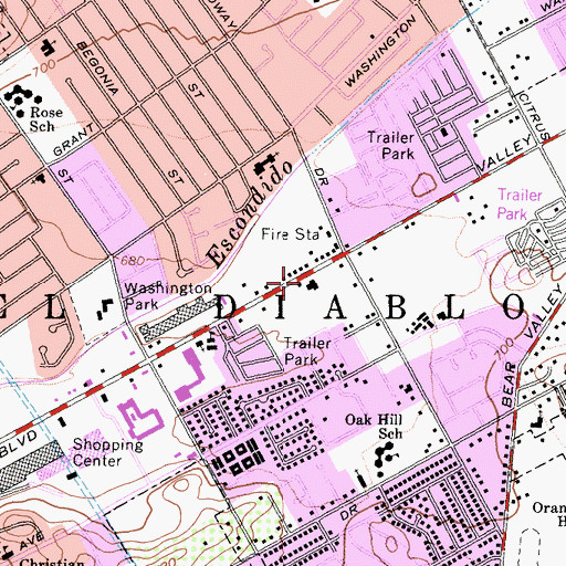 Topographic Map of Campus Shopping Center, CA