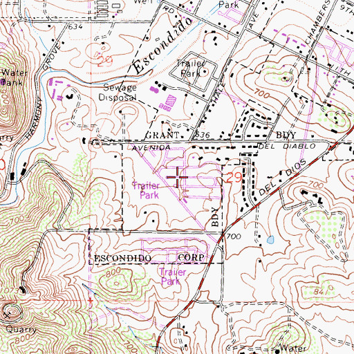 Topographic Map of Casa de Amigos Mobile Home Park, CA