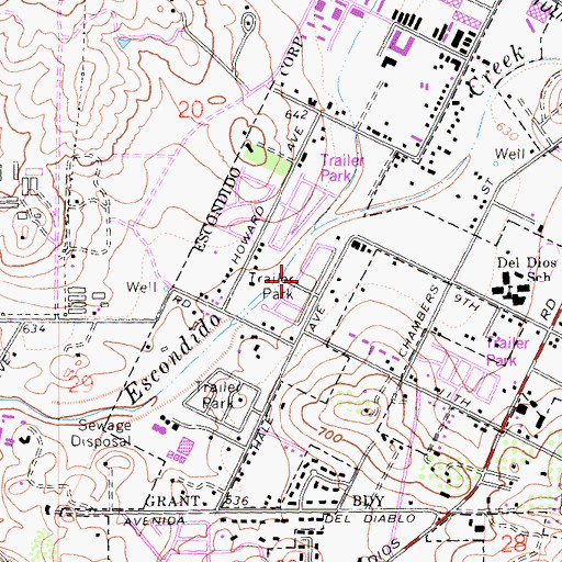 Topographic Map of Casa Grande Estates Mobile Home Park, CA