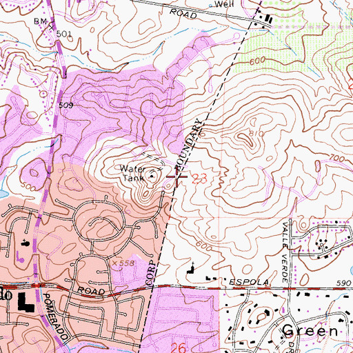 Topographic Map of Chaparral Elementary School, CA