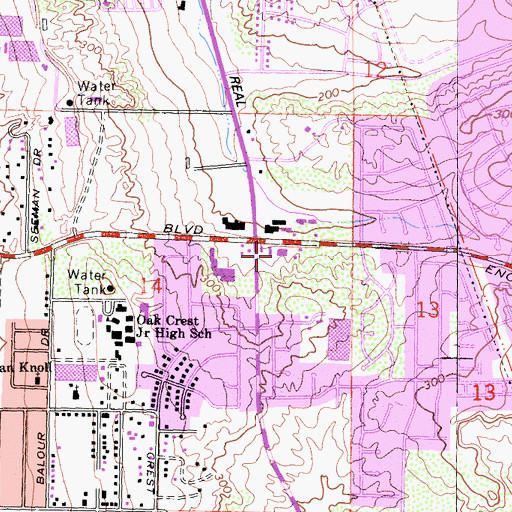 Topographic Map of De la Plaza Encinitas Shopping Center, CA