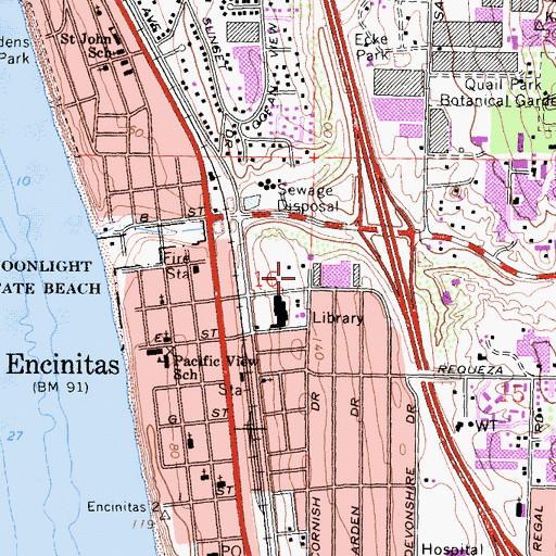 Topographic Map of Encinitas Viewpoint Park, CA