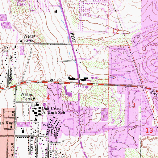 Topographic Map of Encinitas Village Shopping Center, CA