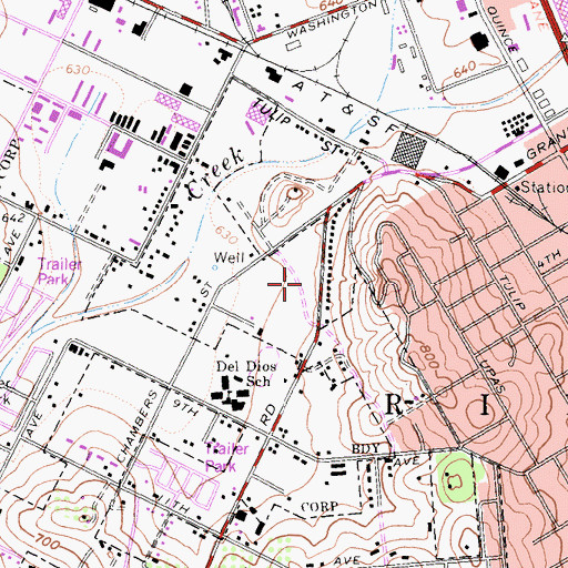 Topographic Map of Escondido Promenade Shopping Center, CA