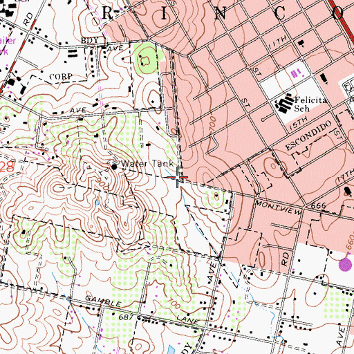 Topographic Map of Ferrara Winery, CA