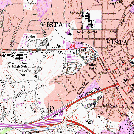 Topographic Map of Gold Star Mobile Home, CA