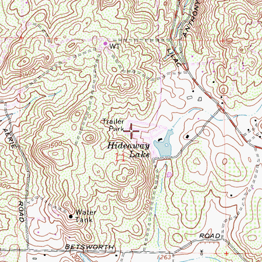 Topographic Map of Hideaway Mobile Estates, CA