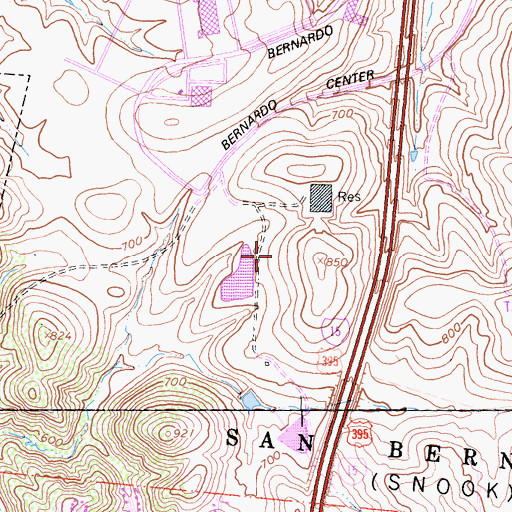 Topographic Map of High Country Community Center, CA
