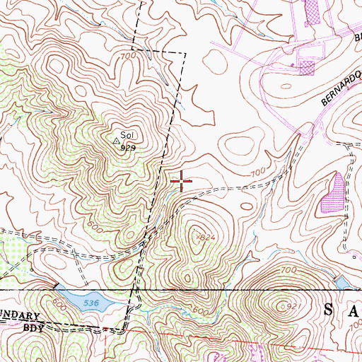 Topographic Map of High Country West Shopping Center, CA