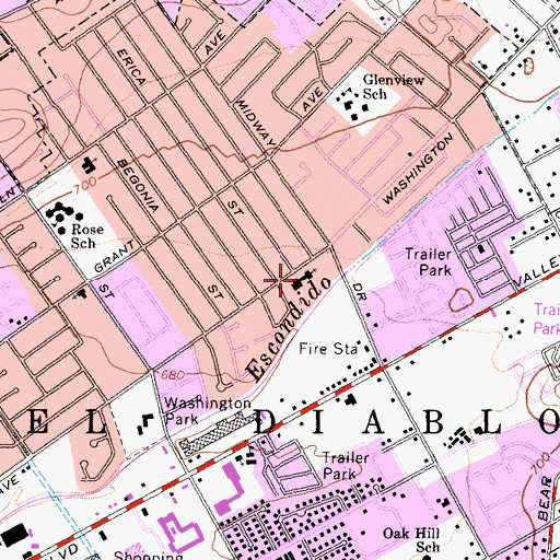 Topographic Map of Hope Wesleyan Church, CA