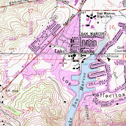 Topographic Map of Lake San Marcos Shopping Center, CA