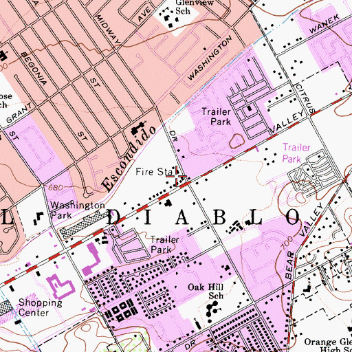 Topographic Map of Lucky Shopping Center, CA