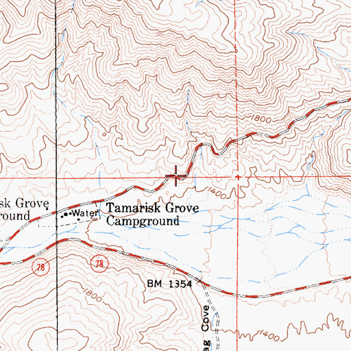 Topographic Map of Mescal Bajada Overlook, CA