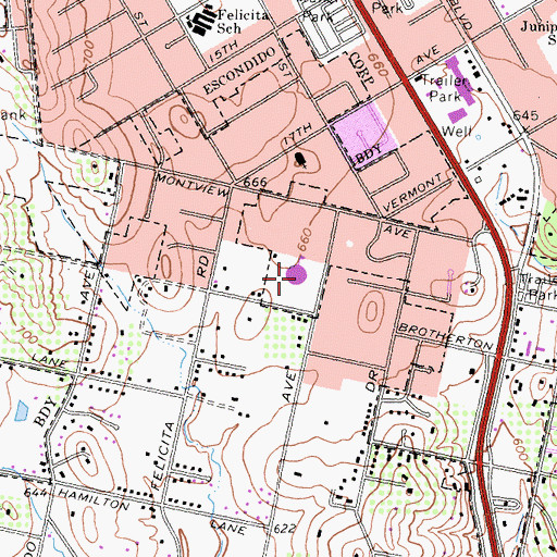 Topographic Map of Miller Elementary School, CA
