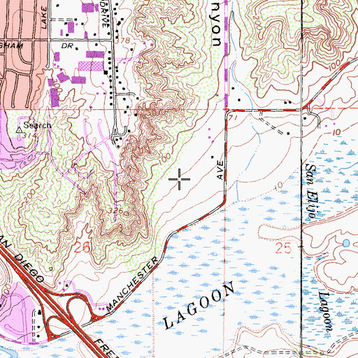 Topographic Map of Mira Costa Community College San Elijo Campus, CA