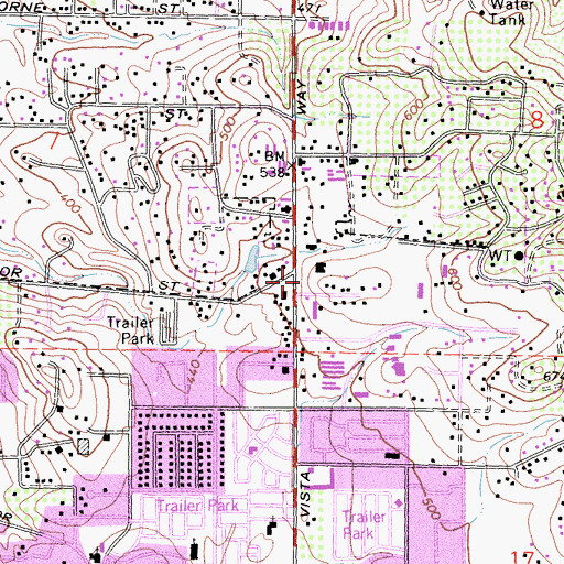 Topographic Map of Mission Free Evangelical Church, CA