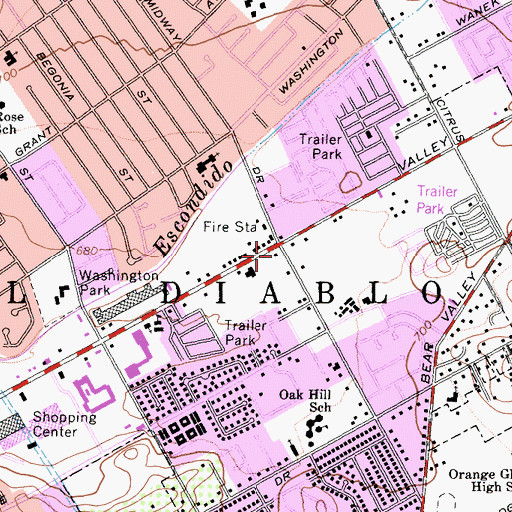 Topographic Map of Mission Village Shopping Center, CA