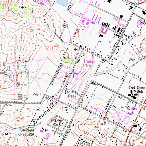 Topographic Map of Moonglow Mobile Home Park, CA