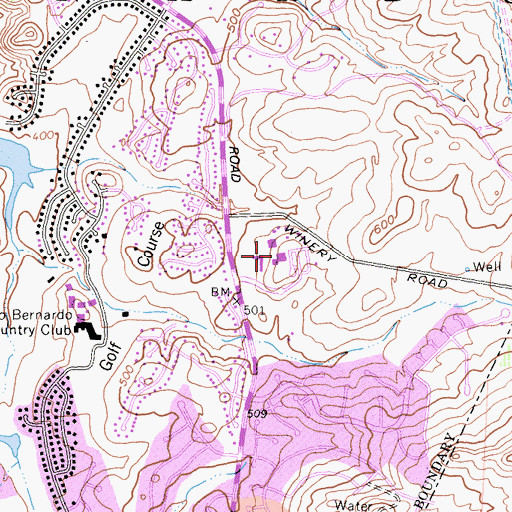 Topographic Map of Oaks North Plaza Shopping Center, CA