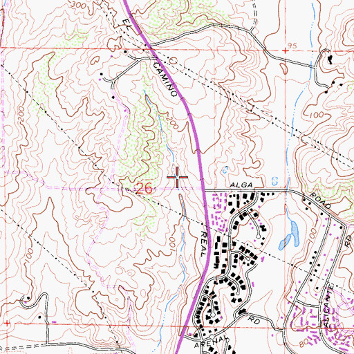 Topographic Map of Plaza Paseo Real Shopping Center, CA
