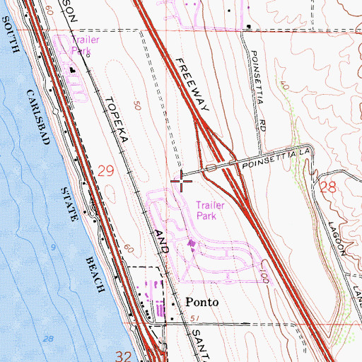 Topographic Map of Poinsettia Village Shopping Center, CA