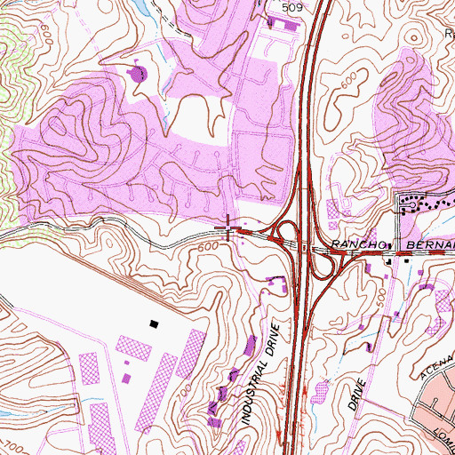 Topographic Map of Rancho Bernardo Baptist Church, CA