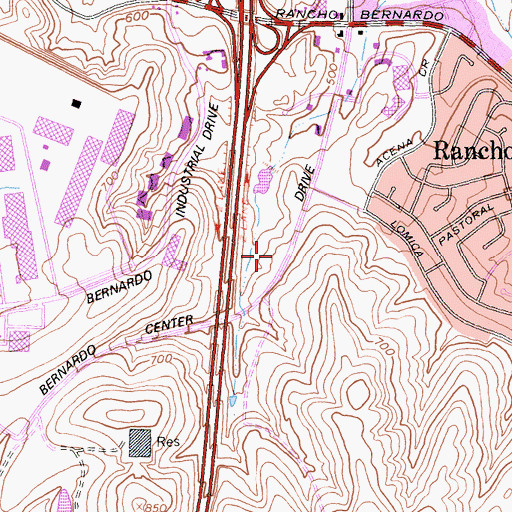 Topographic Map of Rancho Bernardo Chamber of Commerce, CA
