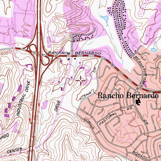 Topographic Map of Rancho Bernardo Town Center Shopping Center, CA