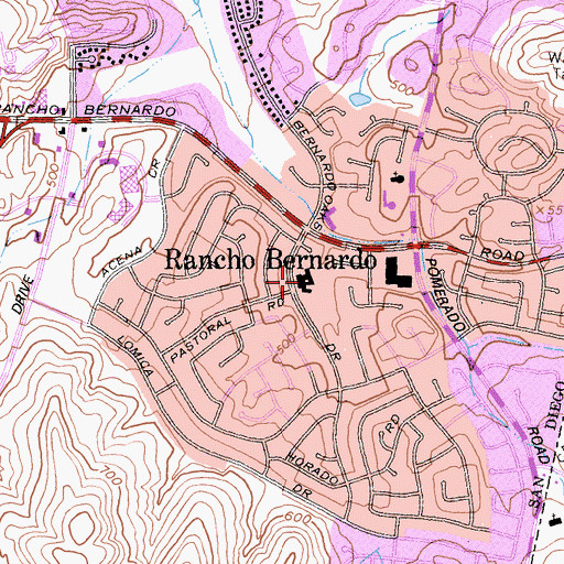 Topographic Map of Rancho Bernardo Village Shopping Center, CA