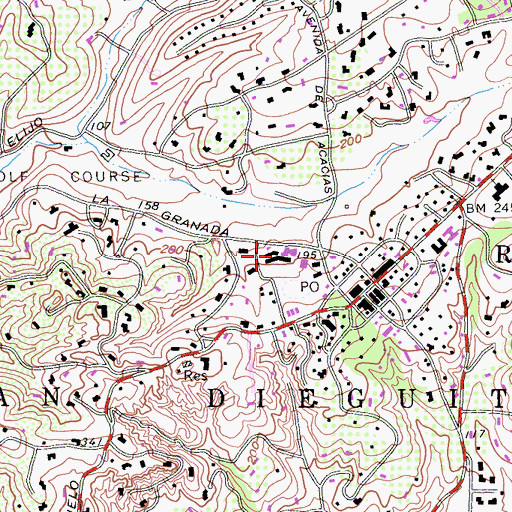 Topographic Map of Rancho Santa Fe Middle School, CA