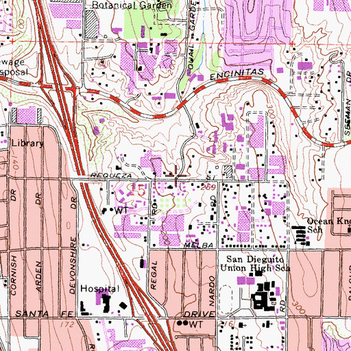 Topographic Map of San Dieguito Union Alternative Education School, CA