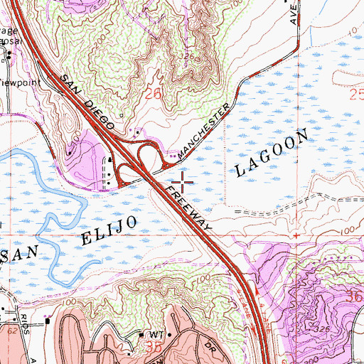 Topographic Map of San Eligo Lagoon County Park and Ecological Reserve, CA
