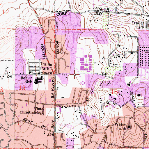 Topographic Map of Sierra Vista High School, CA
