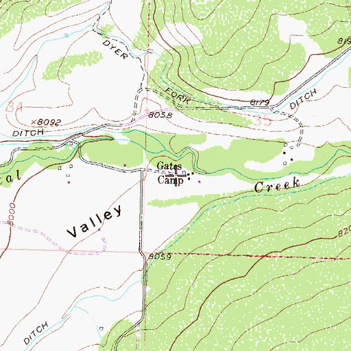 Topographic Map of Gates Camp, CO
