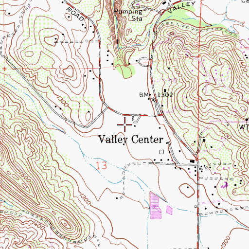 Topographic Map of Valley Center Community Center, CA
