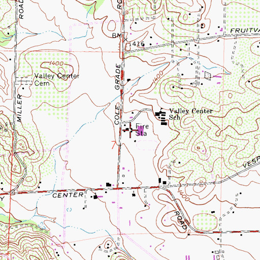 Topographic Map of Valley Center Elementary School, CA