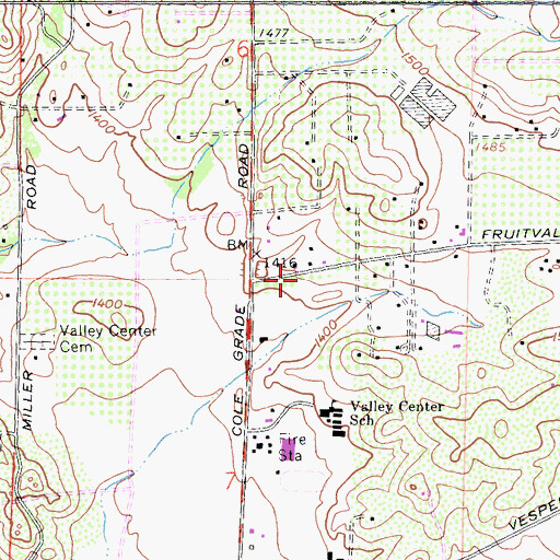 Topographic Map of Valley Center Primary School, CA