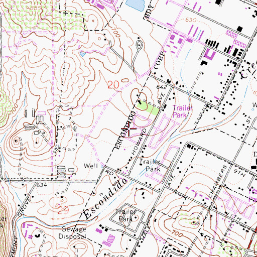 Topographic Map of Villa Madeira Mobile Home Park, CA