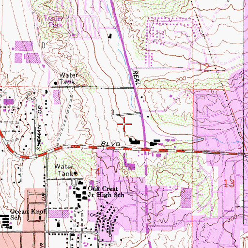 Topographic Map of Weigand Plaza Shopping Center, CA